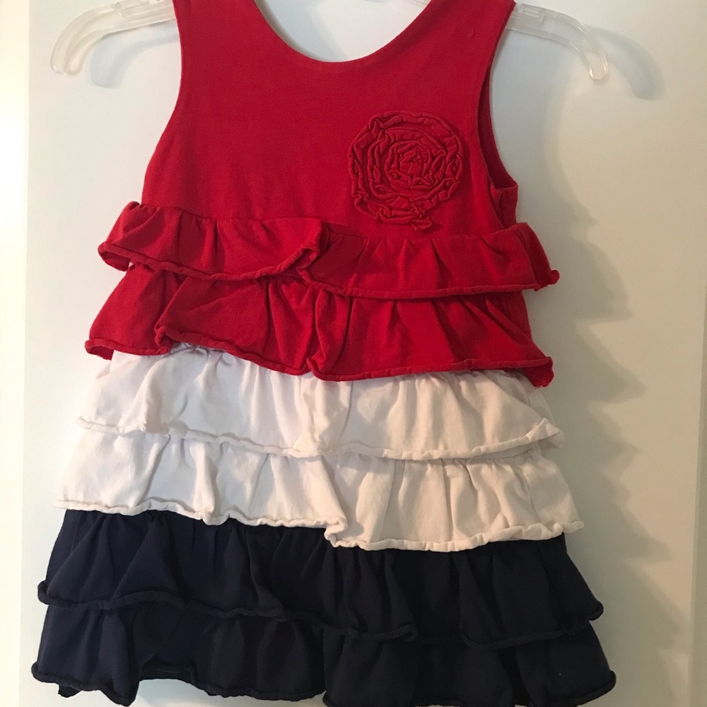 Size 4 Hartstrings Red/White/Blue Ruffled Dress